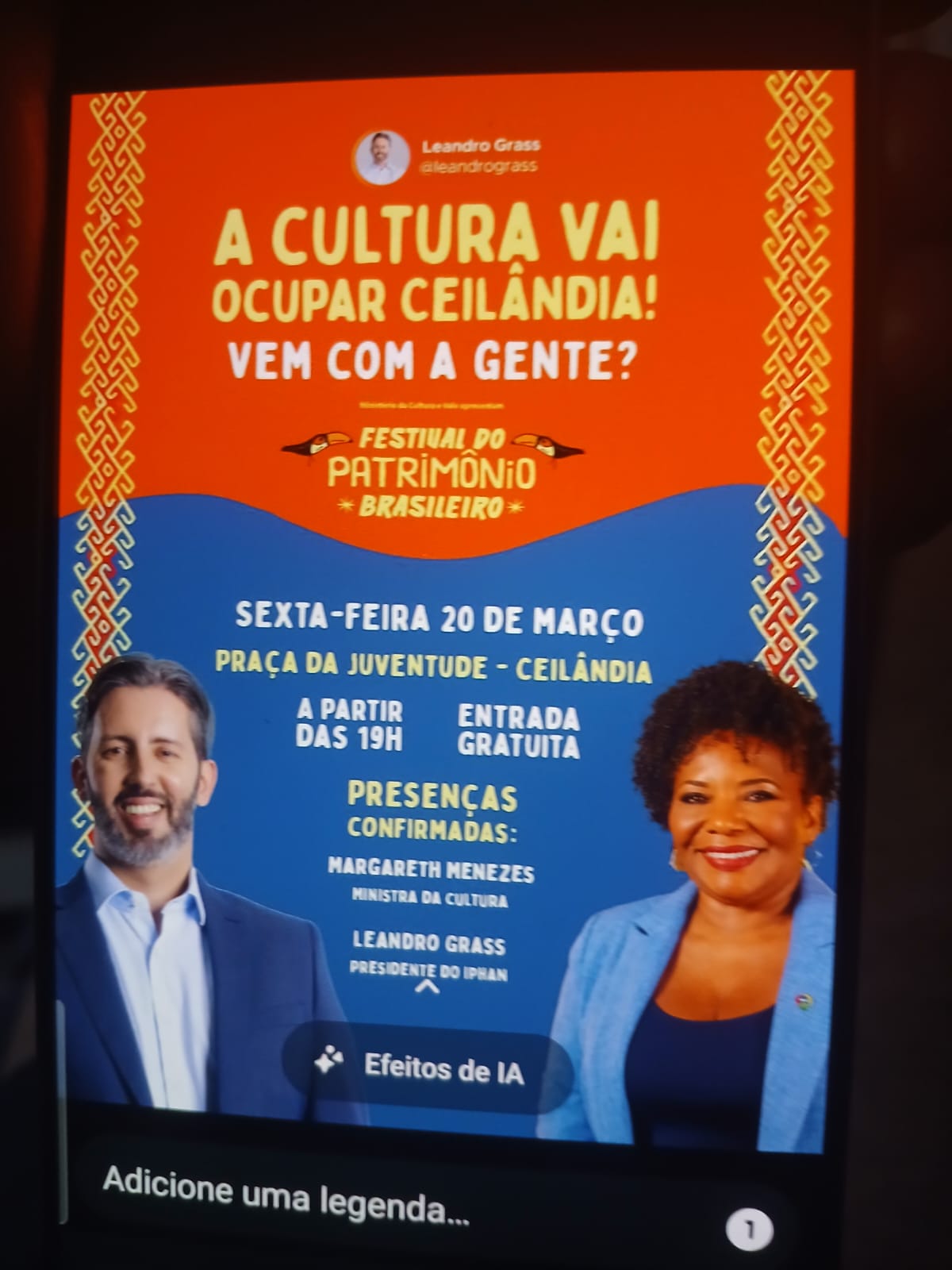 NA PRÓXIMA SEXTA (19/3), CEILÂNDIA SERÁ A CAPITAL NACIONAL DO PATRIMÔNIO CULTURAL!