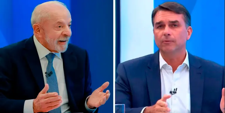 Lula e Flávio Bolsonaro se enfrentam pela primeira vez em debate neste domingo